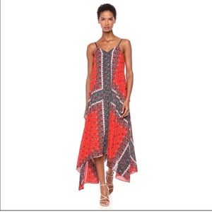 Nanette Lapore Handkerchief Calypso Multi Print Long Asymmetrical Dress New
